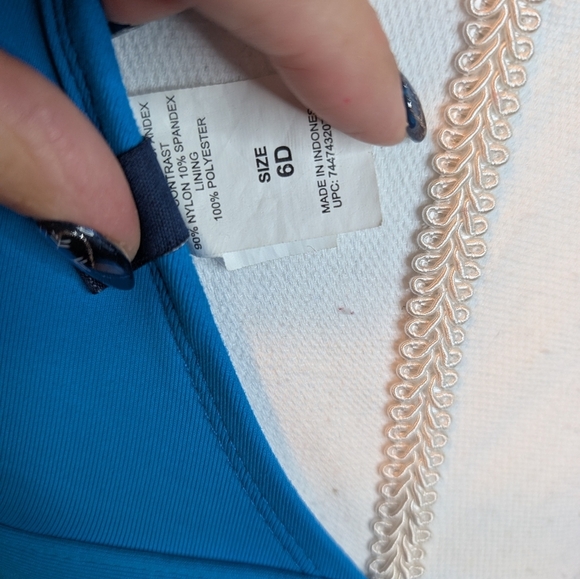 Chaps Blue Ruffle Halter Bikini Top & Bottom SZ 6 - Picture 12 of 16